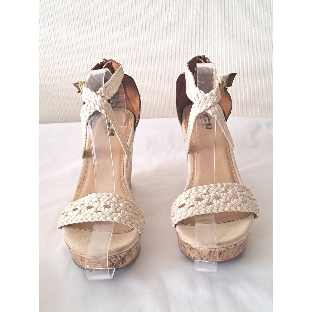 MOSSIMO Wedge Sandals Women Size 9 Ivory Cork Heel